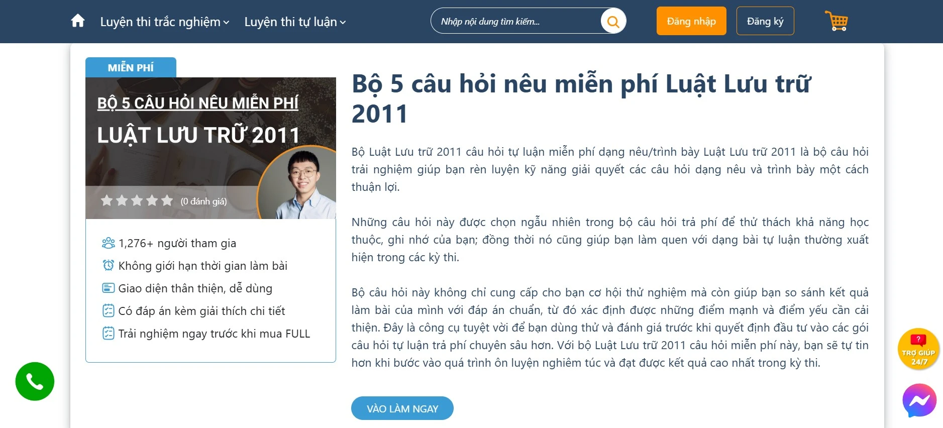    Luyện tập với bộ 5 câu hỏi nêu miễn phí Luật Lưu trữ 2011