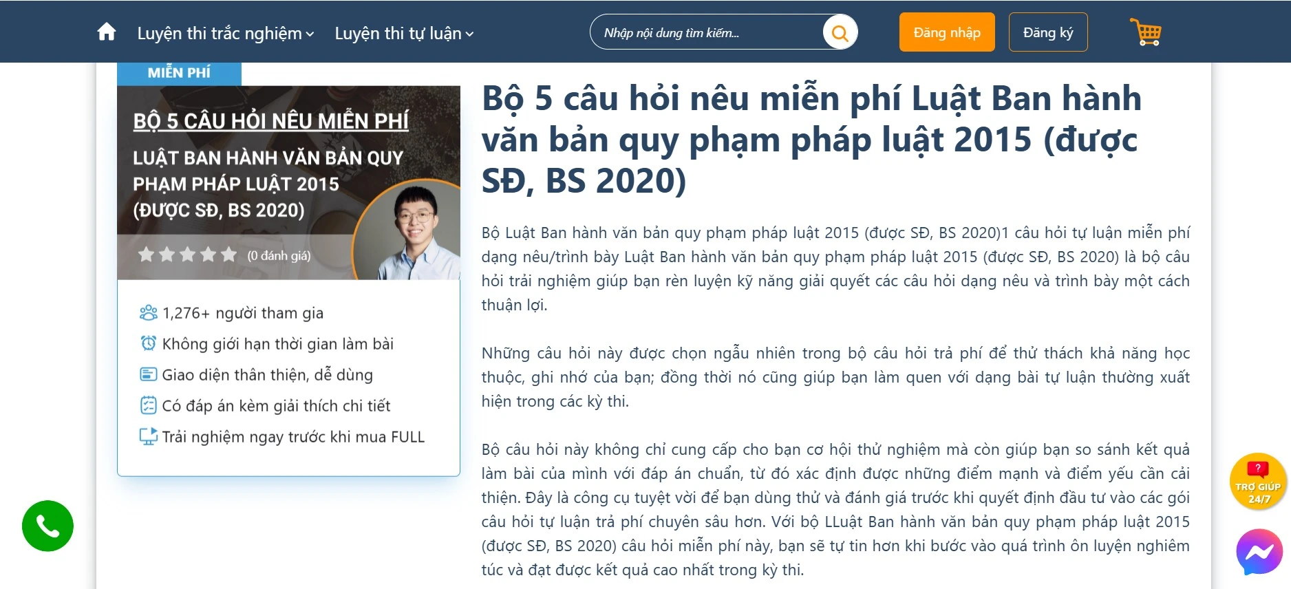    Rèn luyện kỹ năng làm bài với với Bộ 5 câu hỏi nêu miễn phí Luật Ban hành văn bản quy phạm pháp luật 2015