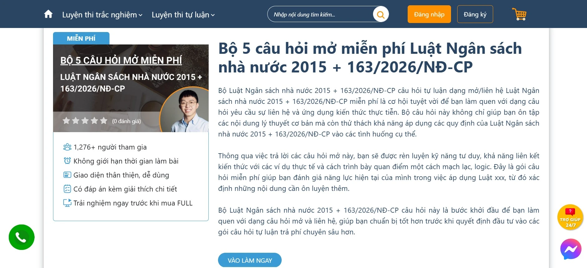    Bộ 5 câu hỏi mở miễn phí về Luật Ngân sách nhà nước 2015 và Nghị định 163/2016/NĐ-CP giúp bạn ôn tập hiệu quả