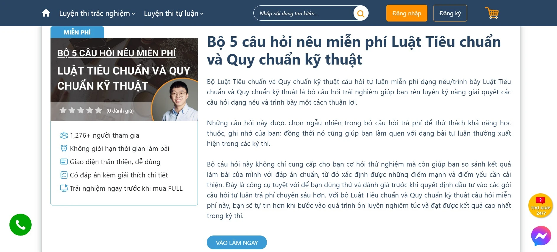    Bộ 5 câu hỏi nêu miễn phí Luật Tiêu chuẩn và Quy chuẩn kỹ thuật giúp bạn ôn tập dễ dàng hơn